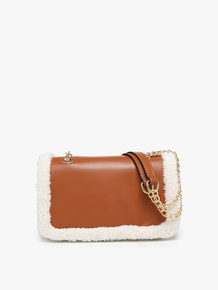Coco Sherpa Trim Crossbody Bag – Chain Strap | M2356 : Brown