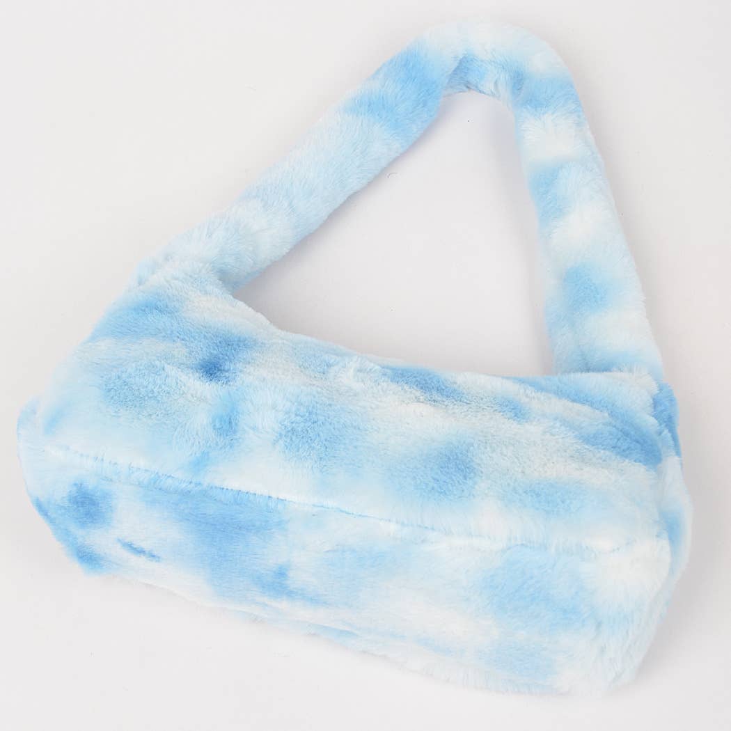 Tie Dye Fur Shoulder Bag: Black
