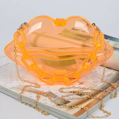 Clear Lip Plastic Bag W/chain: Neon Green