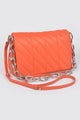 Quilted Chain Shoulder Bag: Orange