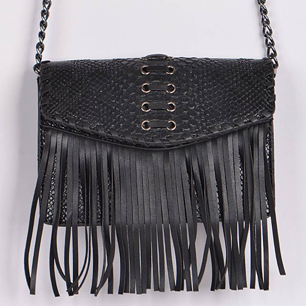 Animal Print Tassel Clutch: Green