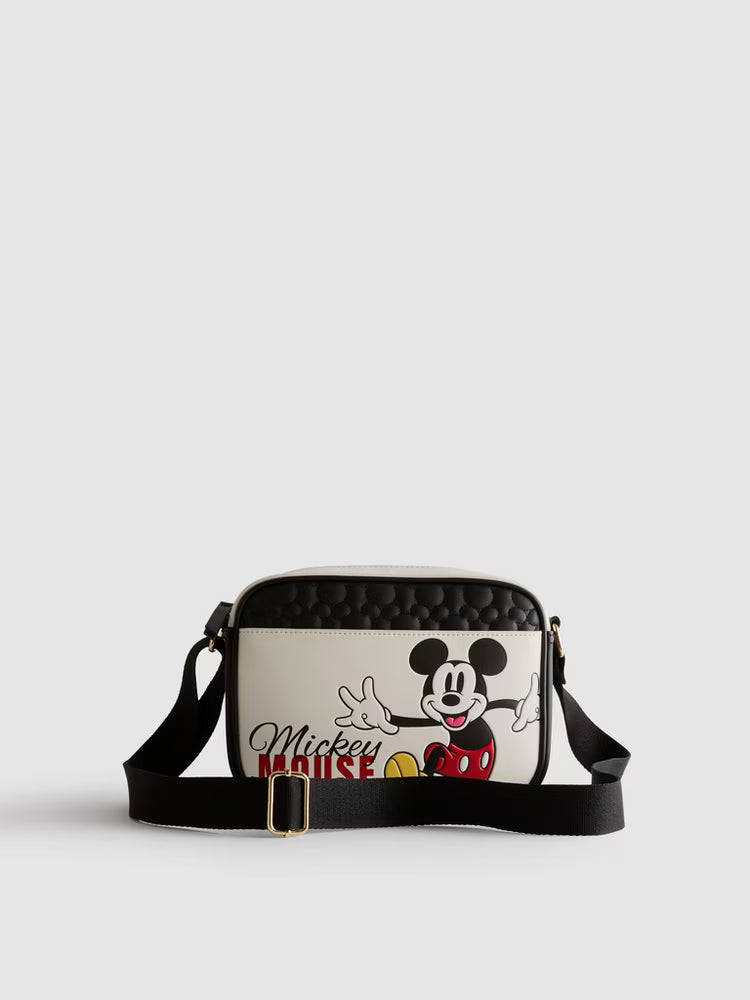 Disney Mickey Mouse Quilted Crossbody Camera Bag with Woven Strap