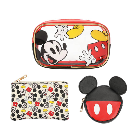 Mickey Mouse Classic Women's Novelty Cosmetic Bag (Set of 3)