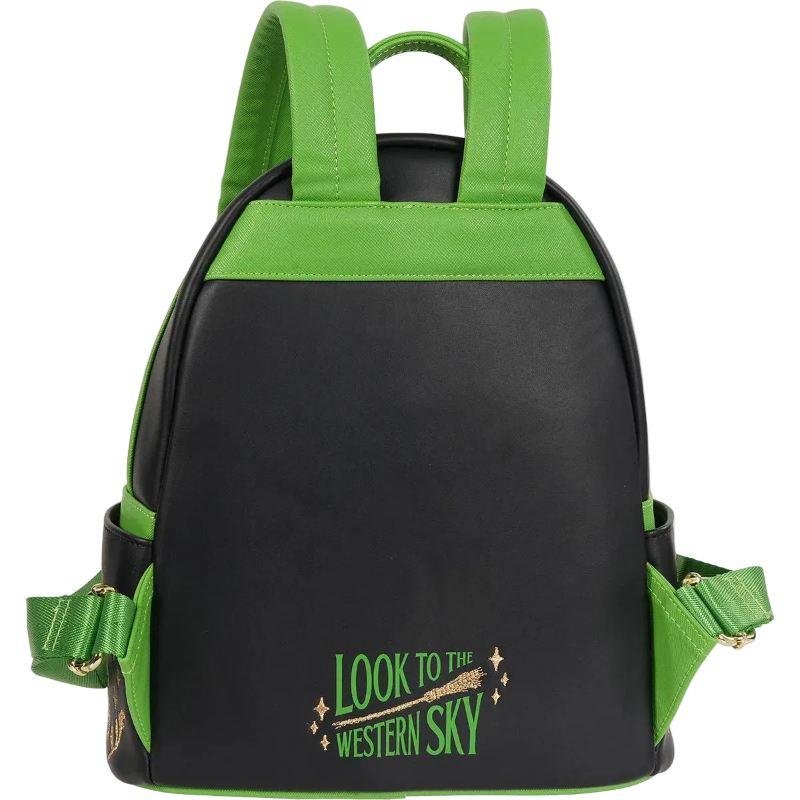 Black backpack with green accents and 'Look to the Western Sky' text on a white background