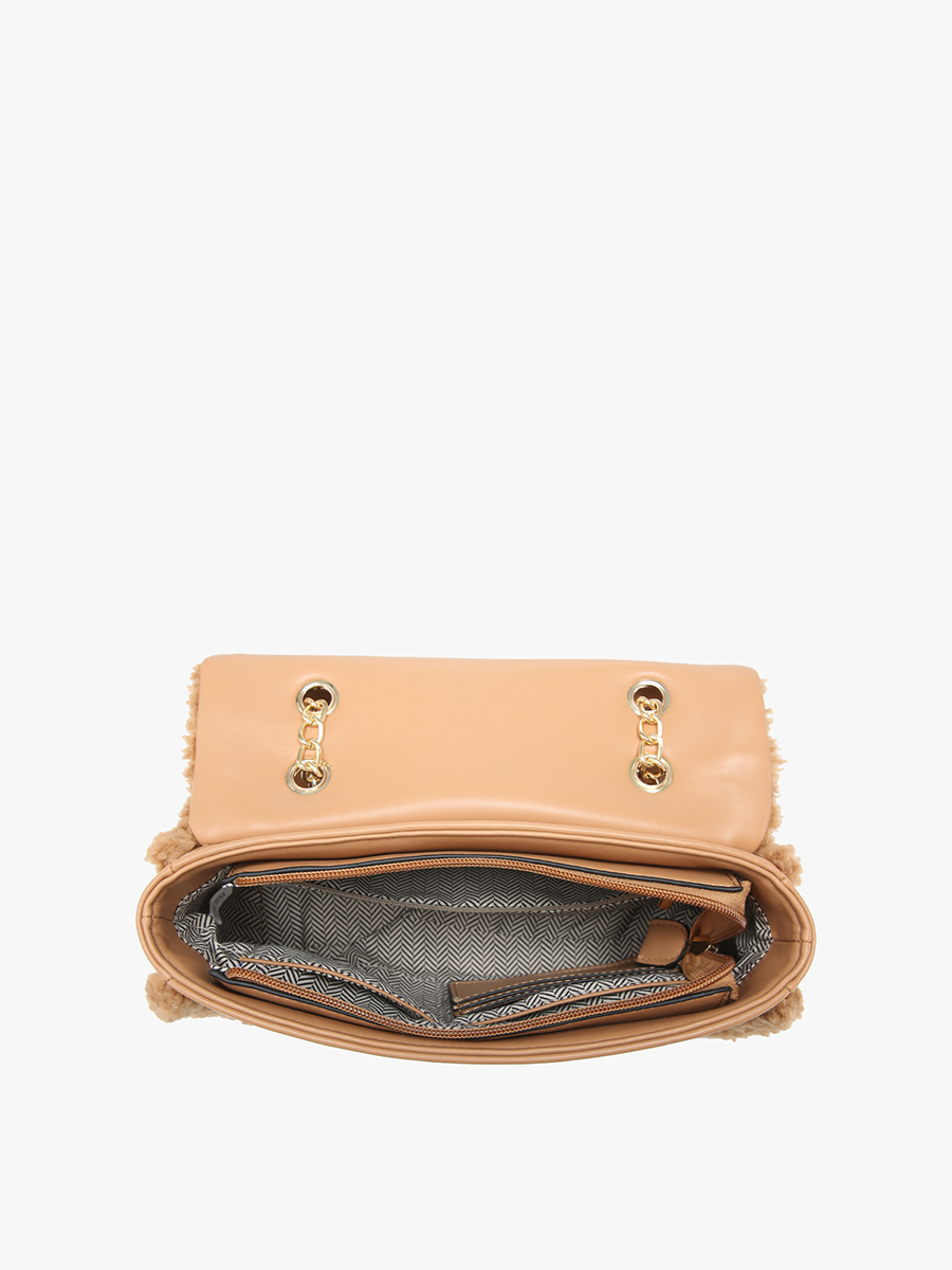Coco Sherpa Trim Crossbody Bag – Chain Strap | M2356 : Brown