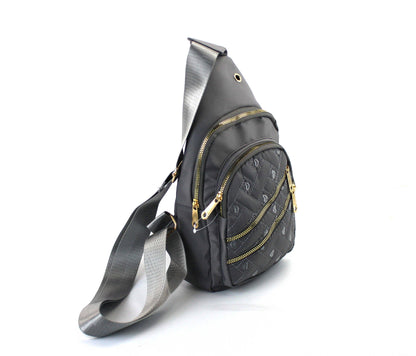 Polished Nylon Sling Bag - Sleek Multi-Pocket Chest Pack