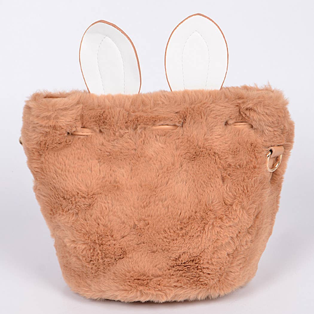 Faux Fur Bunny Clutch: Black