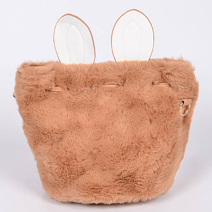 Faux Fur Bunny Clutch: Black