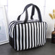Waterproof Mesh Shower Bag Striped Toiletry Bag: Black / M