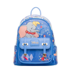 Blue backpack with Disney character design on a white background