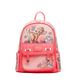 Pink backpack with Disney character design on a white background