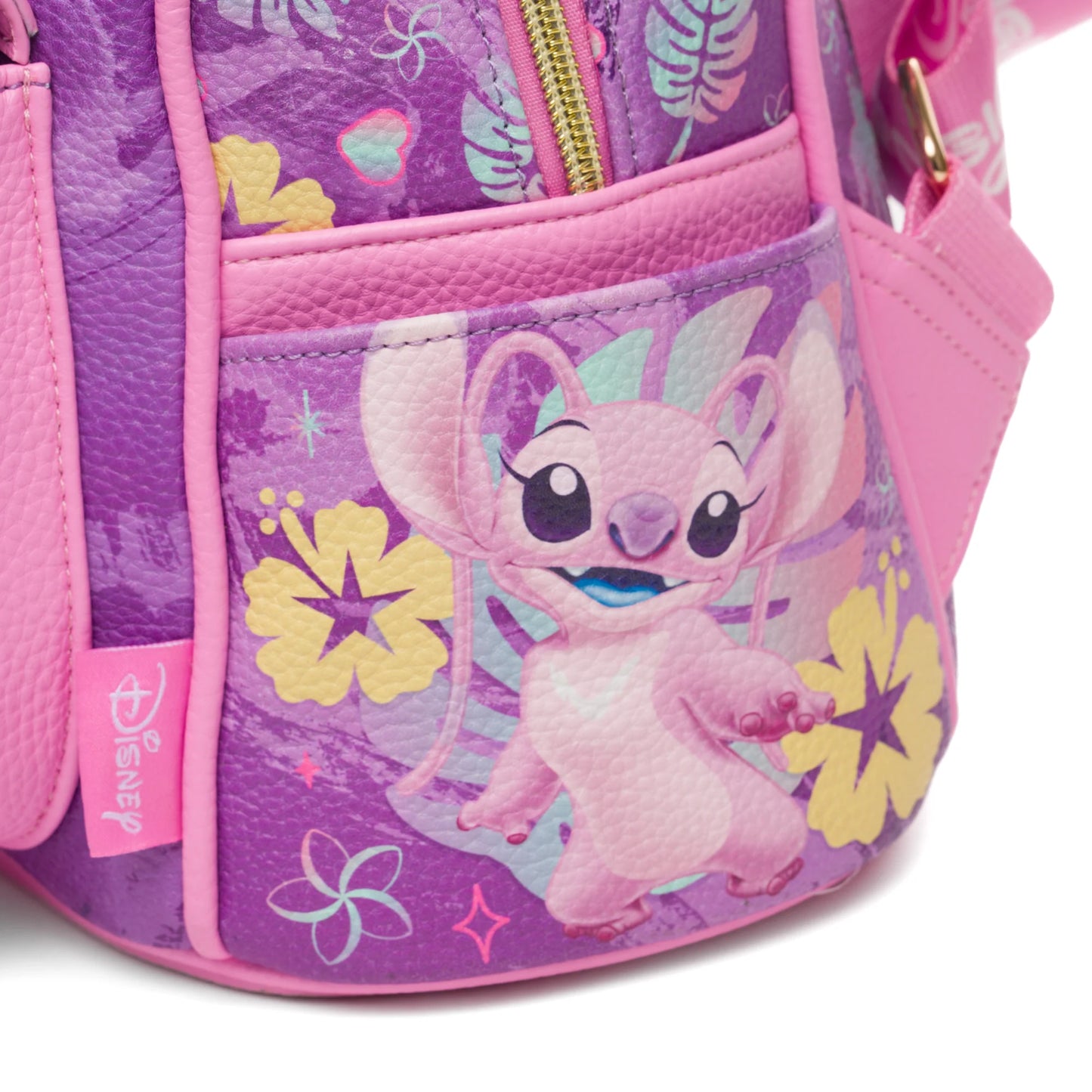 Backpack with cartoon character on a purple background