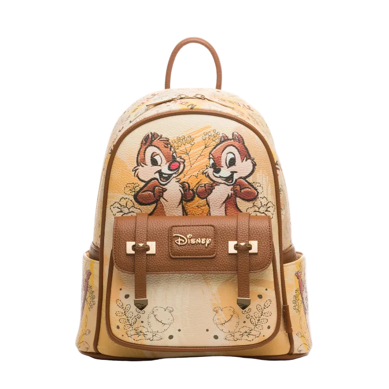 Backpack with cartoon characters on a white background