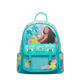Teal backpack with Disney character design on a white background