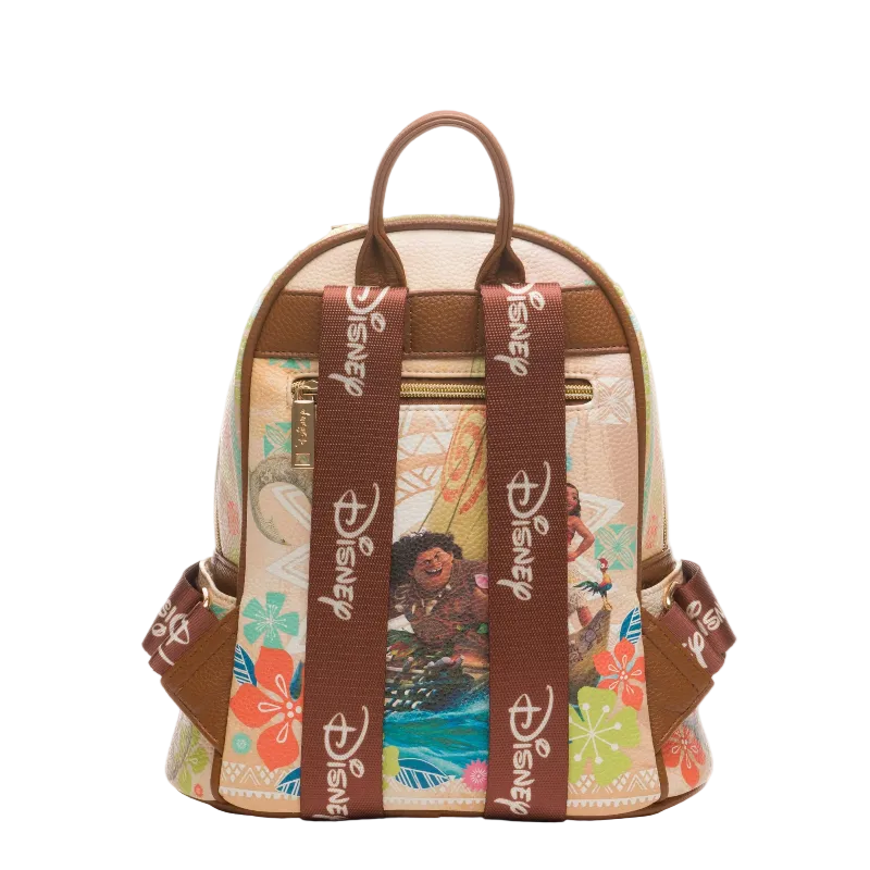 Backpack with floral and nature-themed design on a white background