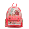 Pink backpack with Disney character design on a white background