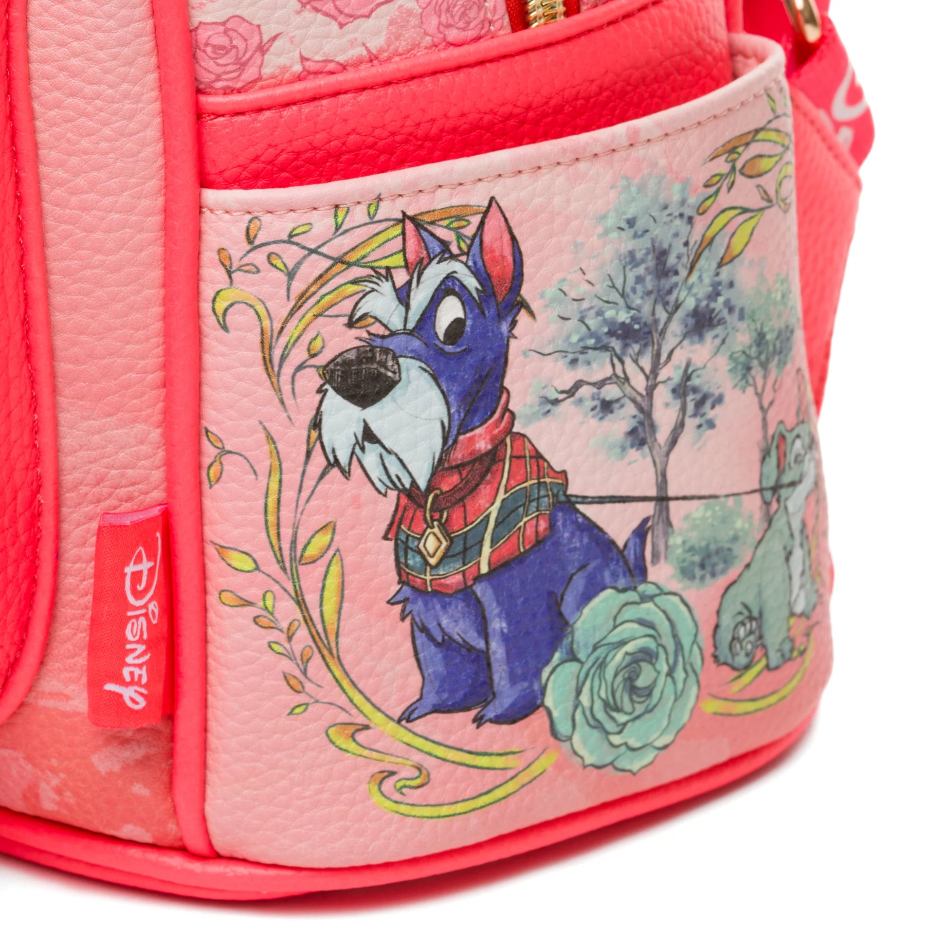 Pink bag with Disney character design on a white background