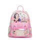 Pink backpack with Disney character design on a white background