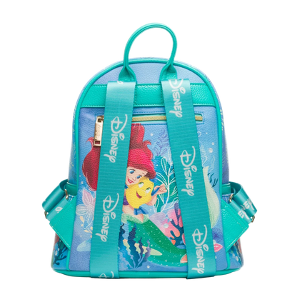 Backpack with cartoon characters and Disney branding on a white background