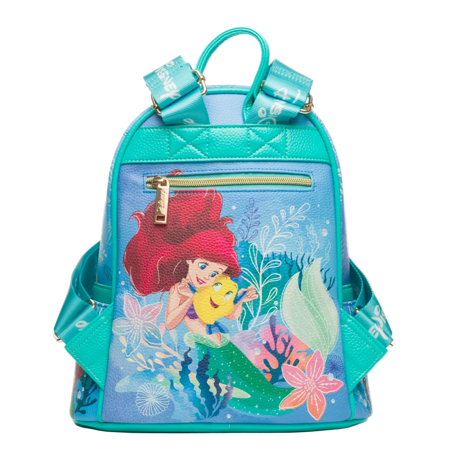 Backpack with mermaid design on a white background