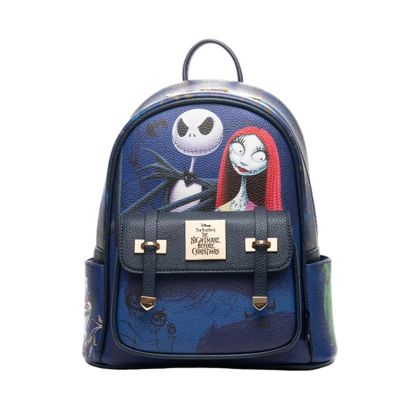Backpack with cartoon characters on a white background