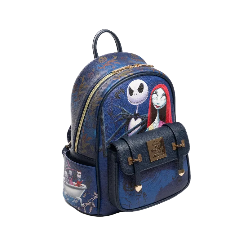 Backpack with cartoon characters on a white background