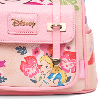 Pink Disney bag with character design on a white background