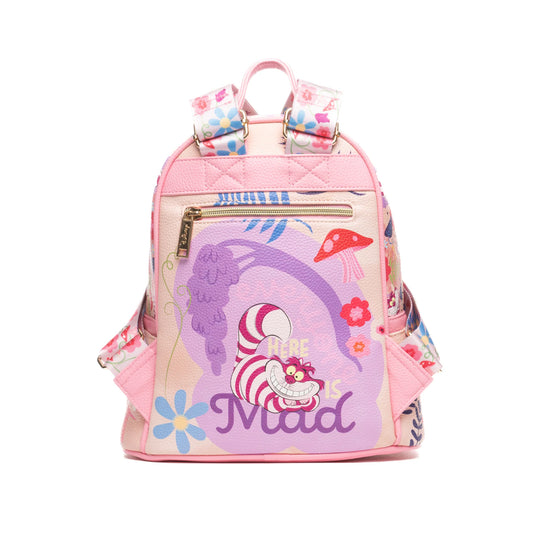 Alice in Wonderland Cheshire Cat Smile 11" Vegan Leather Mini Backpack - alternate view 2