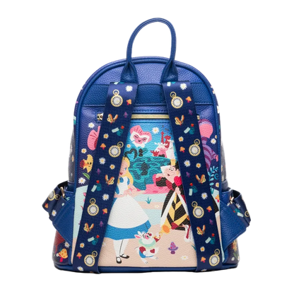 Backpack with Alice in Wonderland design on a white background