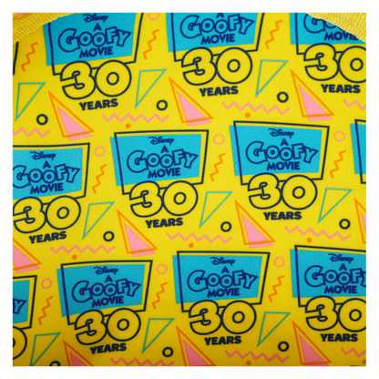 Patterned fabric with 'A Goofy Movie' and '30 Years' text on a yellow background