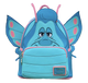 Backpack designed like a blue butterfly character with pink accents on a white background
