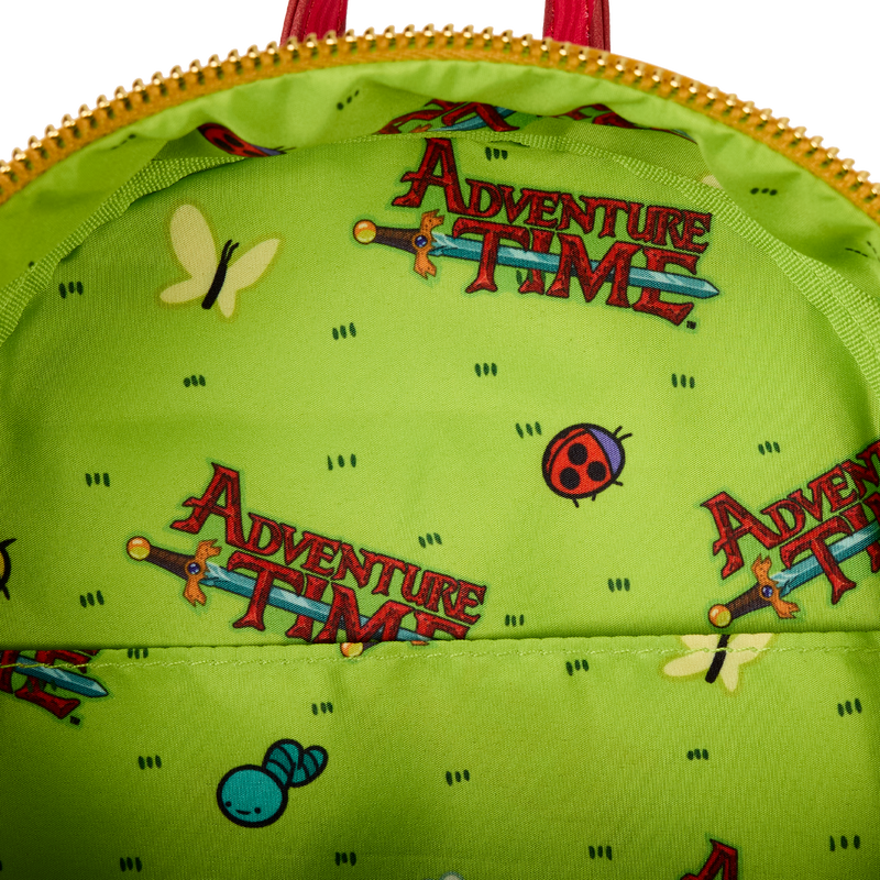 Green fabric with 'Adventure Time' logo and character illustrations