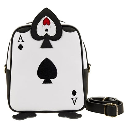 Purse designed like an Ace of Spades playing card on a white background