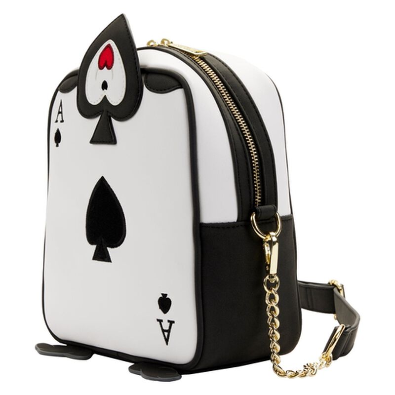 Backpack with ace of spades design on a white background