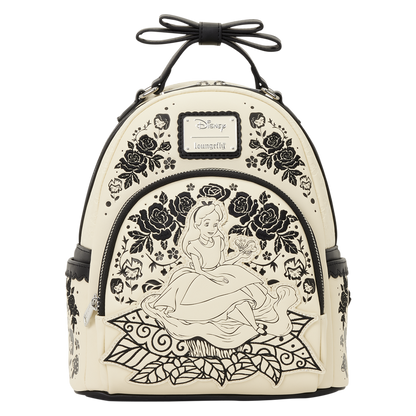 Loungefly Disney Alice in Wonderland Black Floral 3D Bow Mini Backpack
