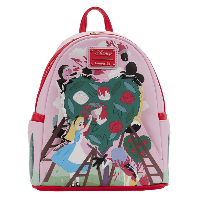 Backpack with Disney design featuring a character and heart-shaped scene on a white background