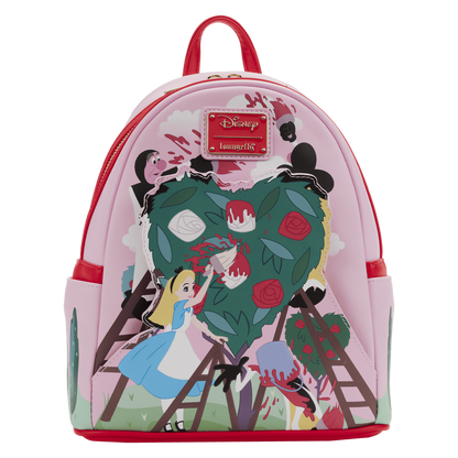 Backpack with Disney design featuring a character and heart-shaped scene on a white background