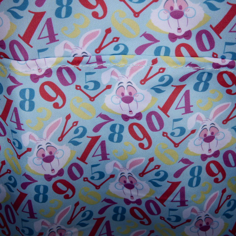 Fabric with cartoon character and colorful numbers on a blue background