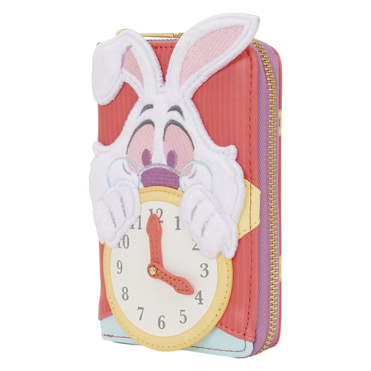 Animated character with rabbit ears and clock design on a pink background