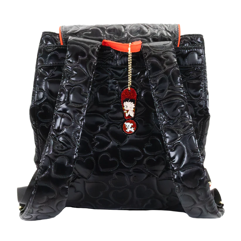 Betty Boop Quilted Heart Trinket Backpack with Acrylic Charms