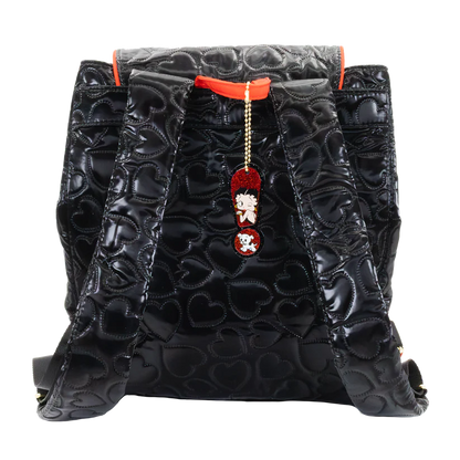 Betty Boop Quilted Heart Trinket Backpack with Acrylic Charms