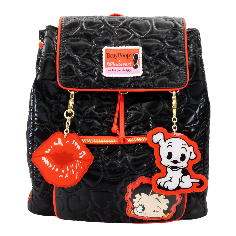 Betty Boop Quilted Heart Trinket Backpack with Acrylic Charms