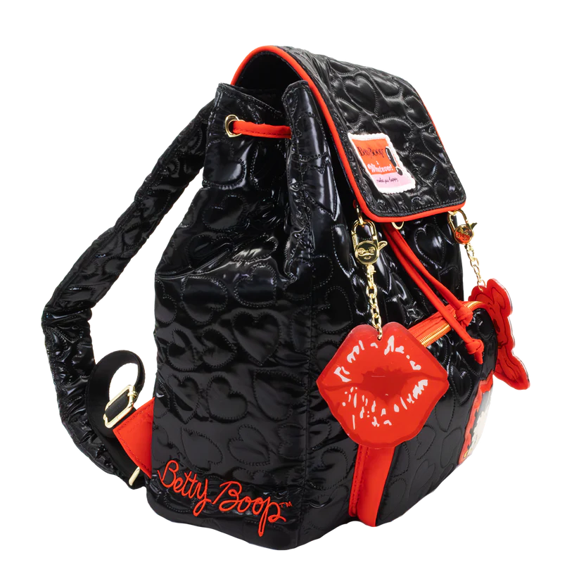 Betty Boop Quilted Heart Trinket Backpack with Acrylic Charms