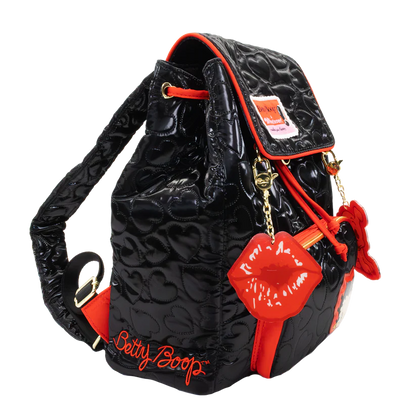 Betty Boop Quilted Heart Trinket Backpack with Acrylic Charms