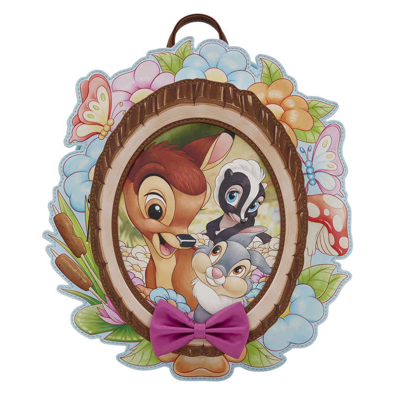 Decorative plaque with animated characters surrounded by flowers and butterflies on a transparent background