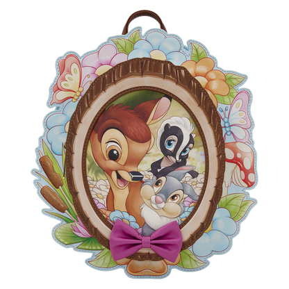 Decorative plaque with animated characters surrounded by flowers and butterflies on a transparent background