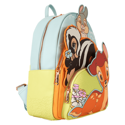 Backpack with animated character design on a white background
