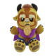 Plush toy resembling a character with a purple cape on a white background