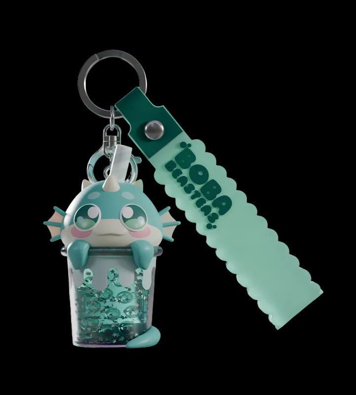 Keychain with a cute character design on a light gray background