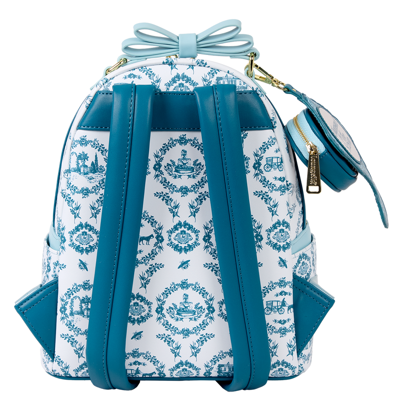 Backpack with blue and white pattern on a white background